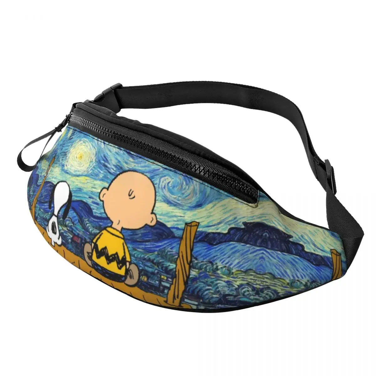 

Поясная сумка на заказ Ван Гога с пейзажем Снупи и Чарли Браун для путешествий, мужская и женская поясная сумка через плечо, сумка для денег для телефона