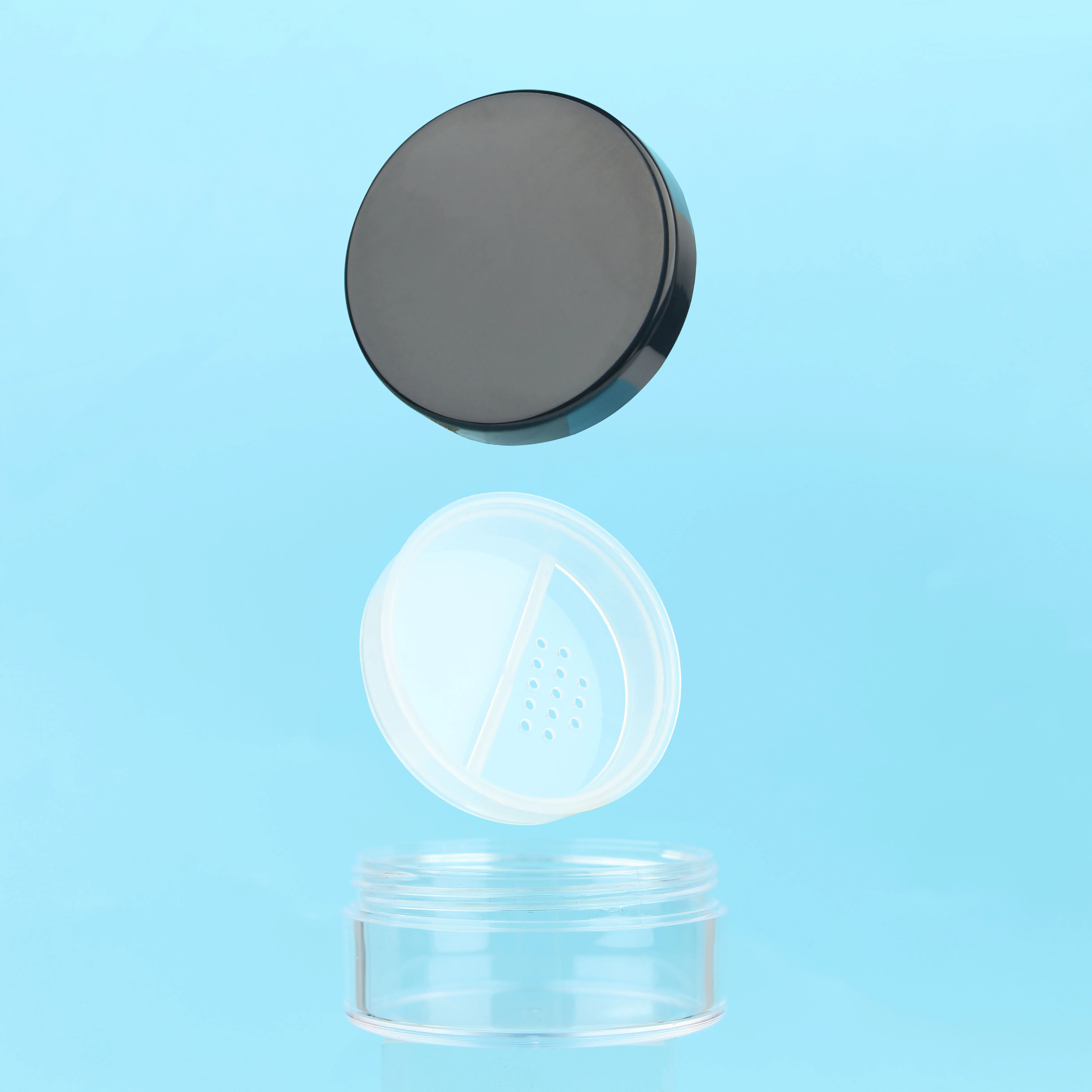 10g 20g loose powder jar plastic cosmetic makeup powder filling bottle with black lid