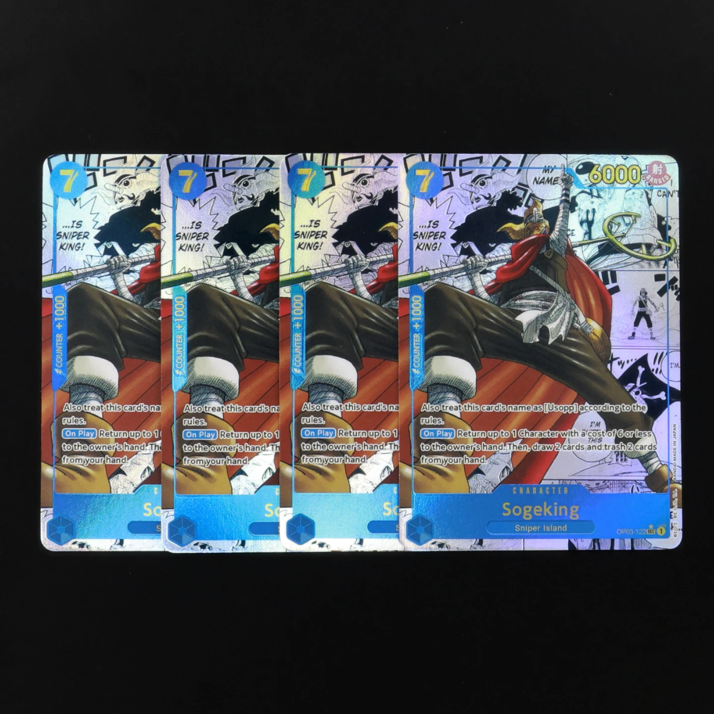 OP03-122 Sogeking One Piece TCG OPCG English Usopp Manga Card 7 Cost Blue Usopp Comic Parallel Textured Foil Card
