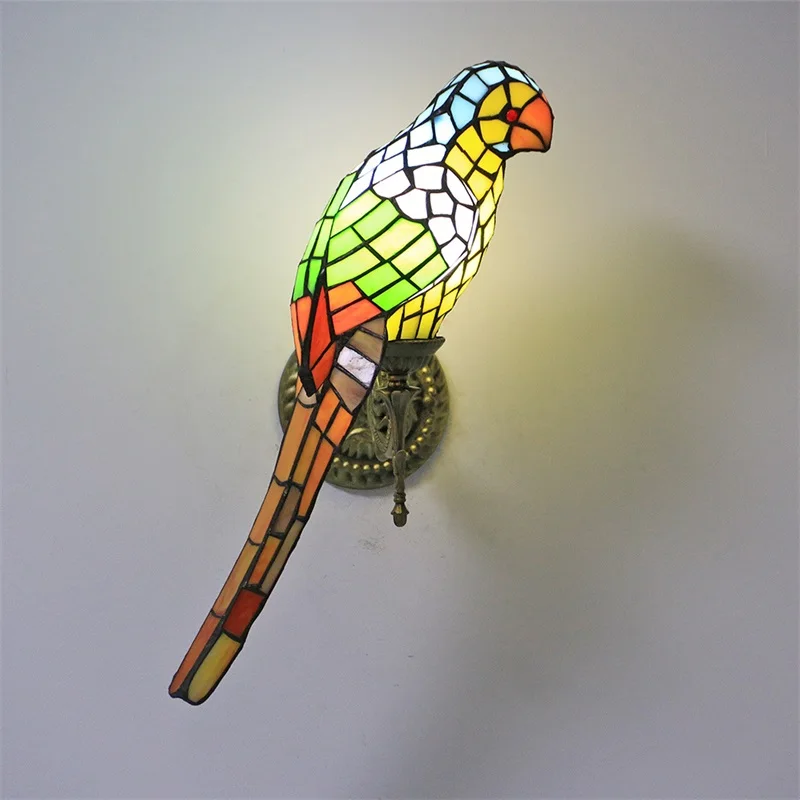 APRIL Tiffany Parrot Wall Lamp LED Creative Design Bed Sconce Bird Light for Home Living Room Bedroom Aisle Decor