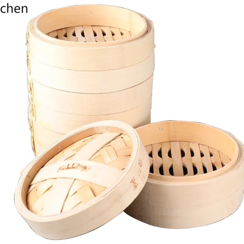 Bamboo Household Steamer, Xiaolongbao Deepened Bamboo Steamer Stainless Steel Steamer