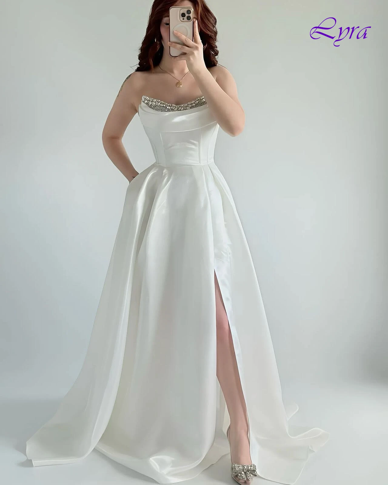 

Customized A-Line Strapless Elegant Formal Evening Dress and Fashion High Quality Prom Gowns Temperament Bespoke Occasion Dress