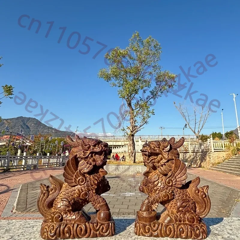 Hand-Carved Premium Agarwood Kirin Statue - 4.4