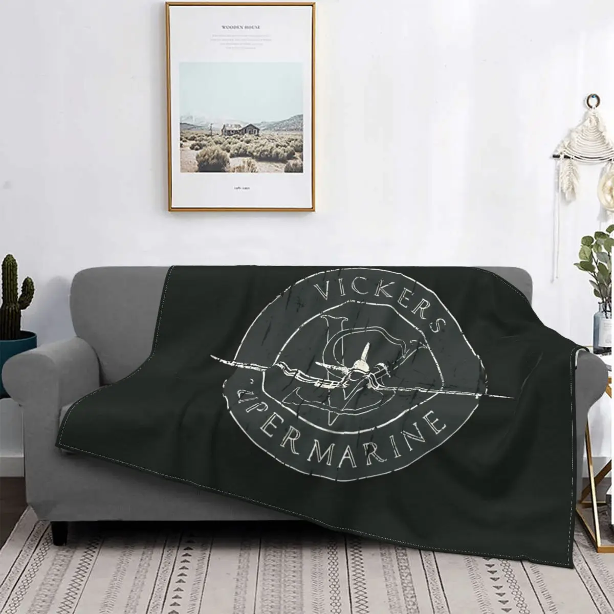 Supermarine Spitfire Airplane Blanket Fleece All Season WW2 Aircraft Green Plaid Throw Blankets For Bedding Couch Bedspread