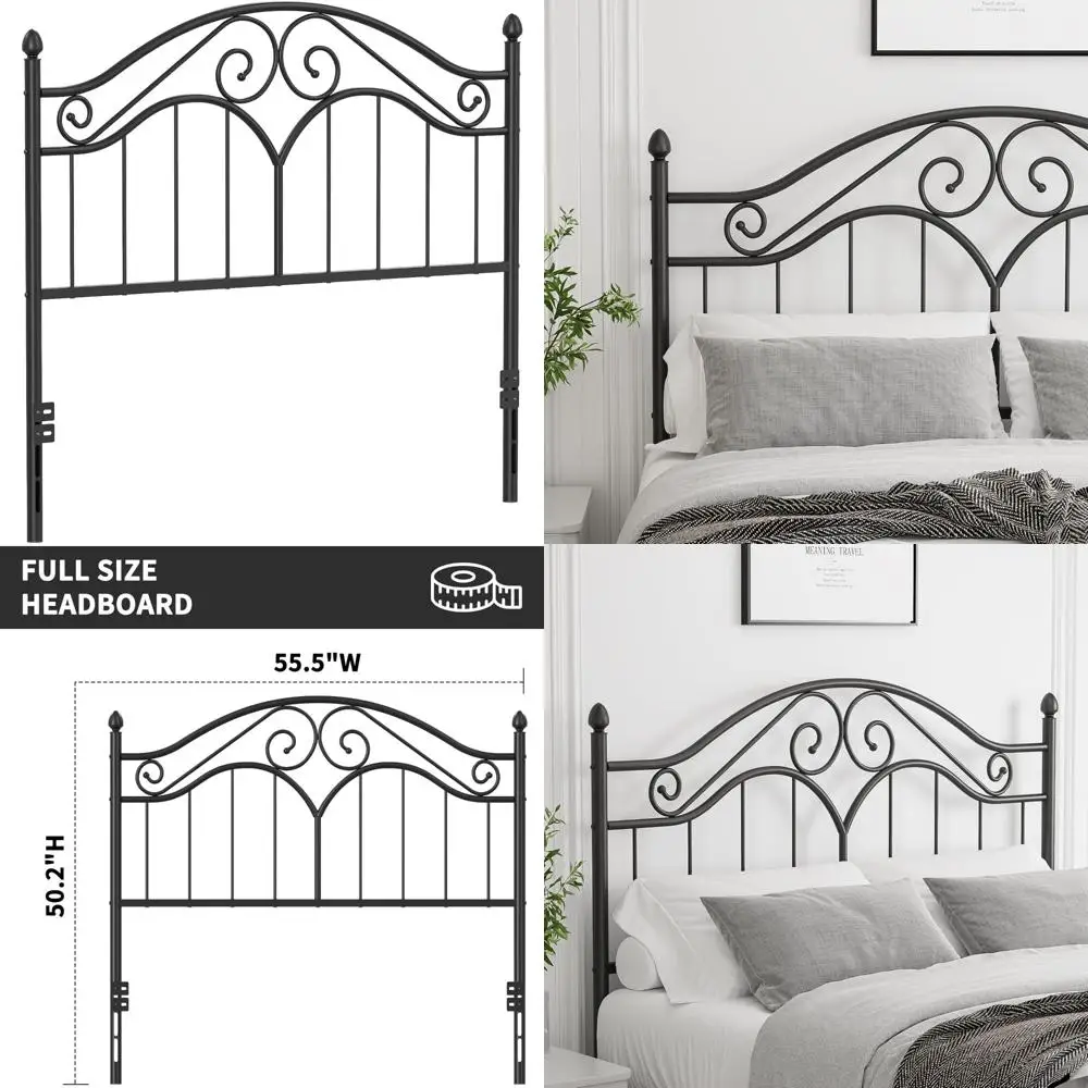 

Vintage Metal Adjustable Height Headboard for Full Size Bed Frame, Sturdy and Stable Platform Bed Support, Rustic Style