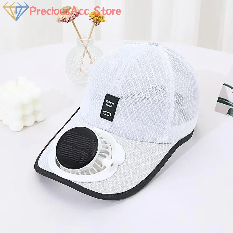 Solar Fan Cap Breathable Mesh Baseball Hat USB Rechargeable Outdoor Sun Protection Headwear for Men Summer Sports Travel
