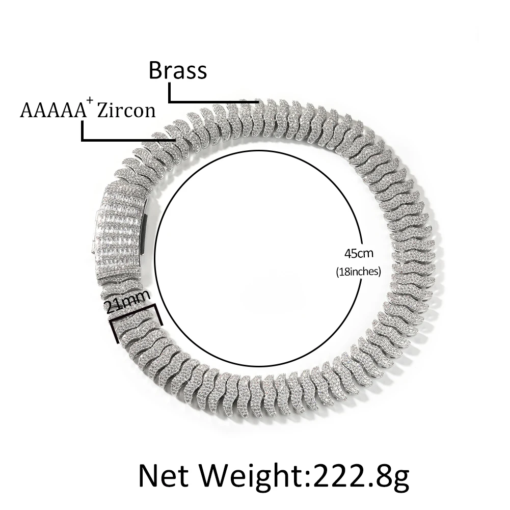 UWIN Millipede Style CZ Cuban Link Chain Necklace Ice Out 21mm Heavy Miami Cuban Necklaces Hip Hop Jewelry for Father's Day