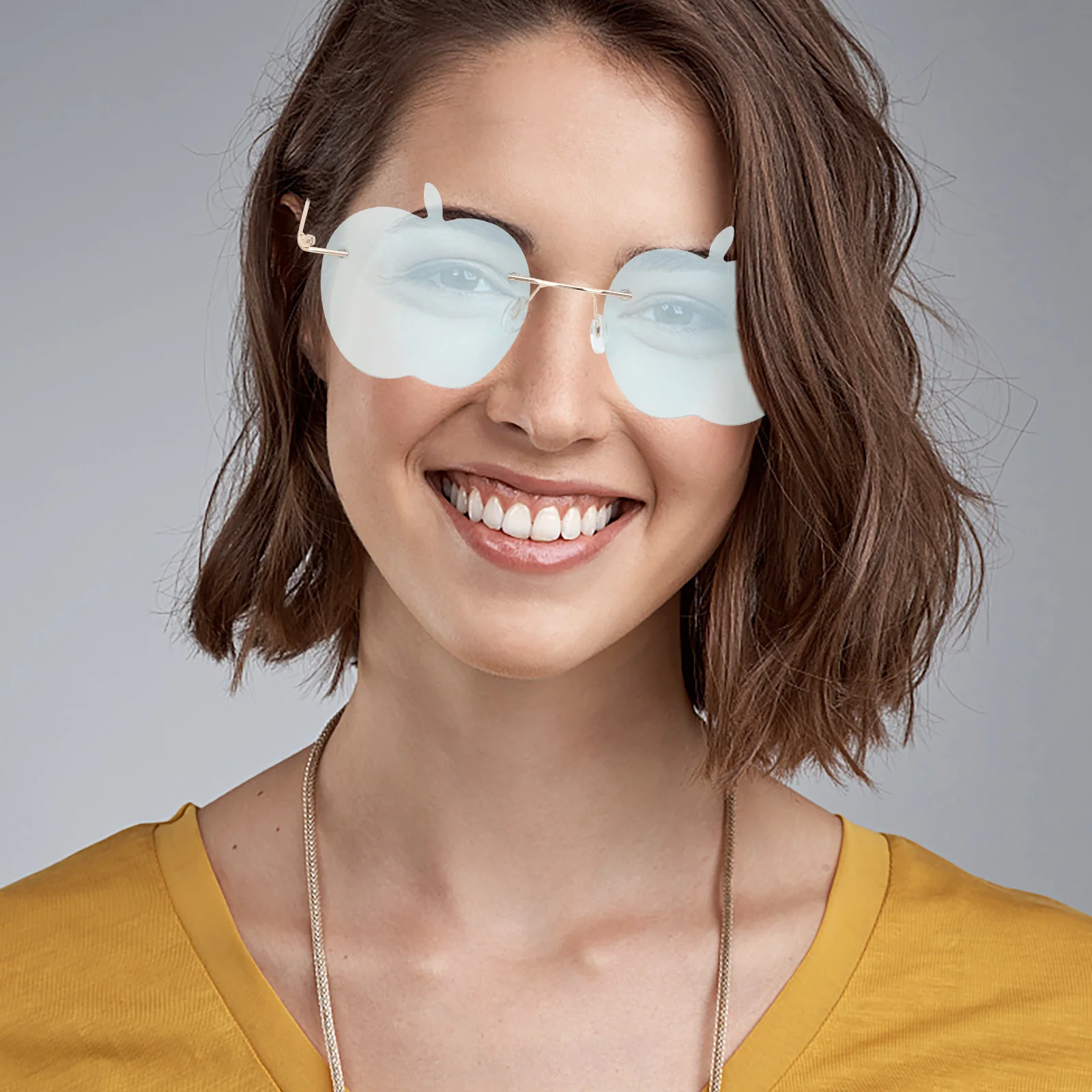 

1 Pair Personalized -Shaped Rimless Sunglasses Uv Protection Summer Beach Party Eyewear Creative Irregular Design For Women