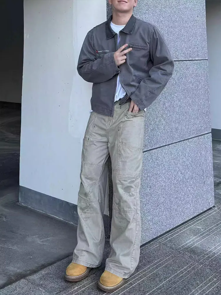 

American Retro Casual Straight Leg Pants Men's Versatile Spring Cleanfit Loose Workwear Long Trousers Trendy Brand