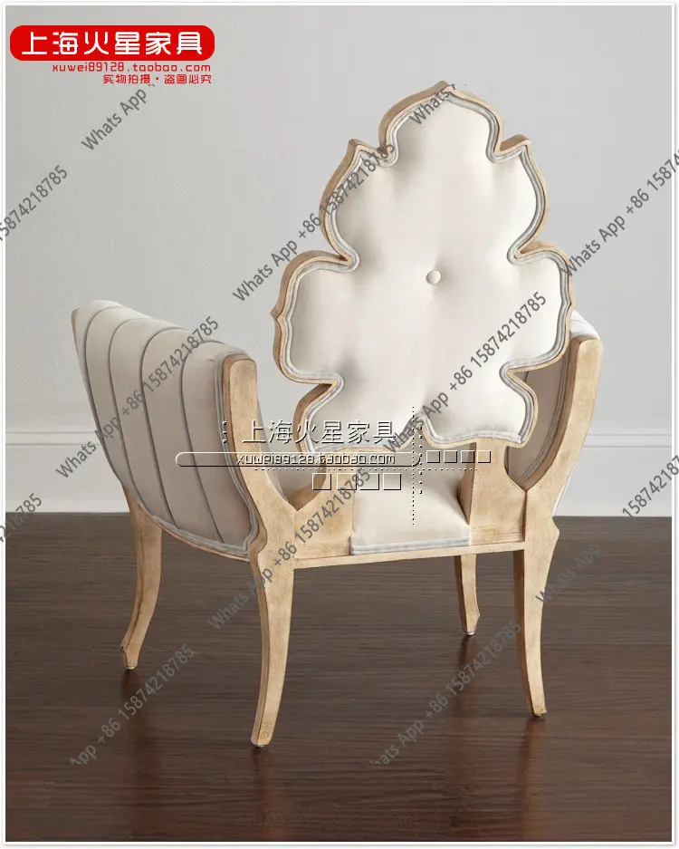 American rural solid wood single sofa chair, simple leisure chair in the living room, French retro studio image chair