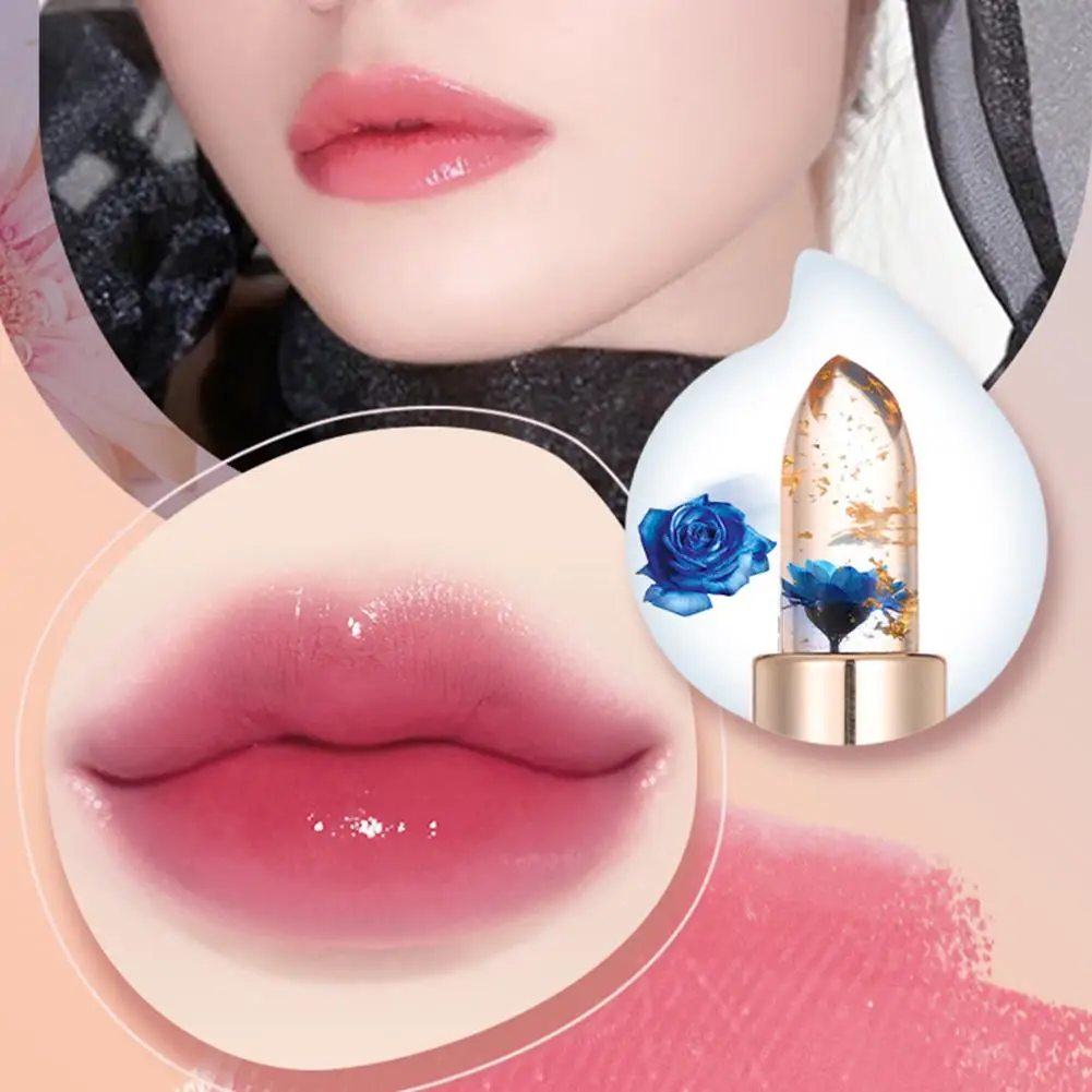 Fresh Flower Jelly Color Changing Lipstick Long-lasting Moisturizing Lip Balm Temperature Non-stick Cup Lips Makeup