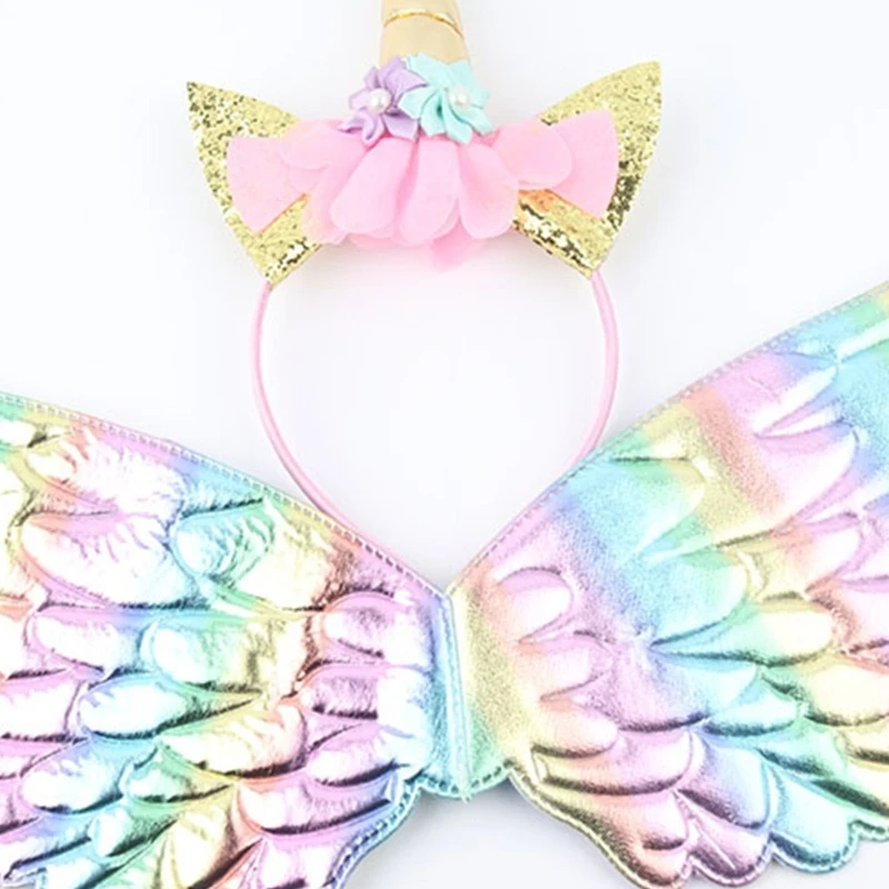 Princess Fairy Unicorn Angel Hairband Wing for Kids Girls Party Fancy Wand Carnival Costume for Cosplay DropShipping