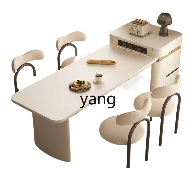 ZL island table integrated rock slab cream wind restaurant retractable kitchen guide table