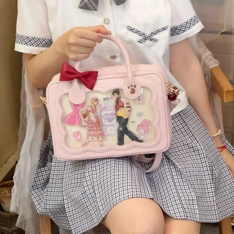 Ita Bag Japanese Cute Display Shoulder Bags for Women Winter Kawaii Bow Hand Bag Transparent Girls Crossbody Bag Bolsas Сумка