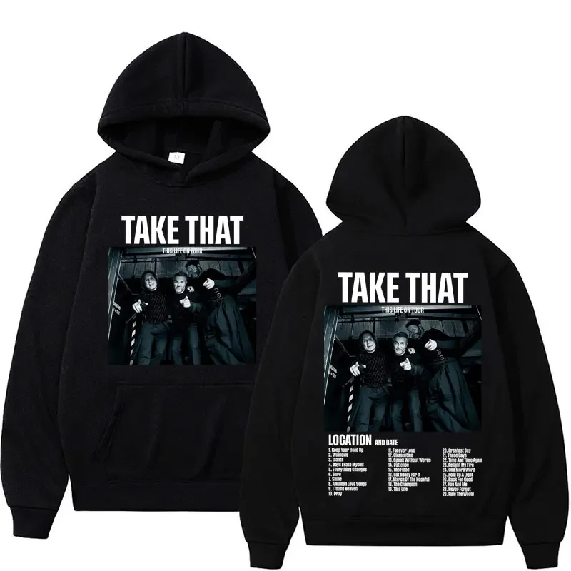 Take That This Life on Tour Double Sided Graphic Hoodie Men's Clothing Hip Hop Punk Style Sweatshirts Harajuku Oversized Hoodies