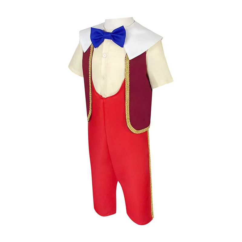 2024 New  Children Pinocchio Cosplay Costume Top Pants Halloween Boys Clothes Carnival Halloween Kids Costume