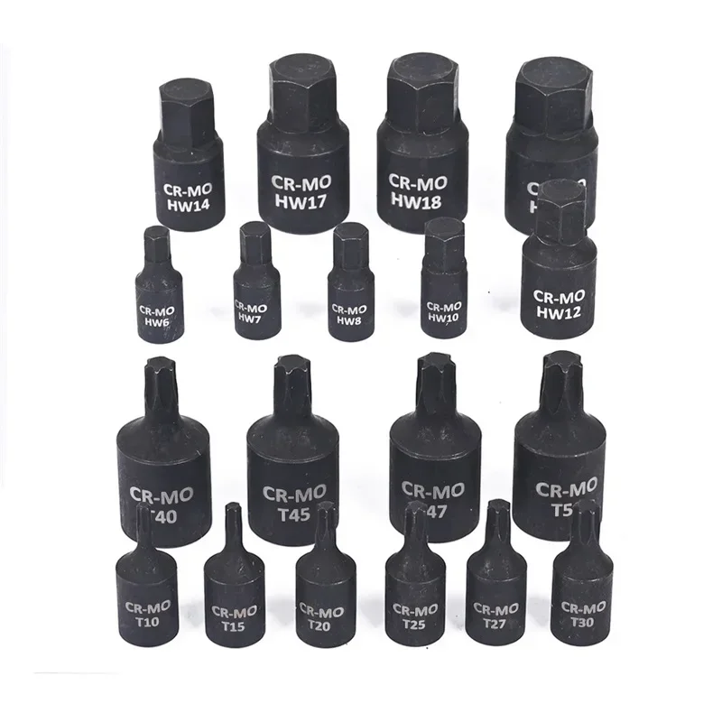 10/9Pcs Torx Screwdriver Bit 1/4 3/8 Inch Drive Socket Head Screwdriver Hand Tools T10 T15 T20 T25 T27 T30 T40 T45 T47 T50