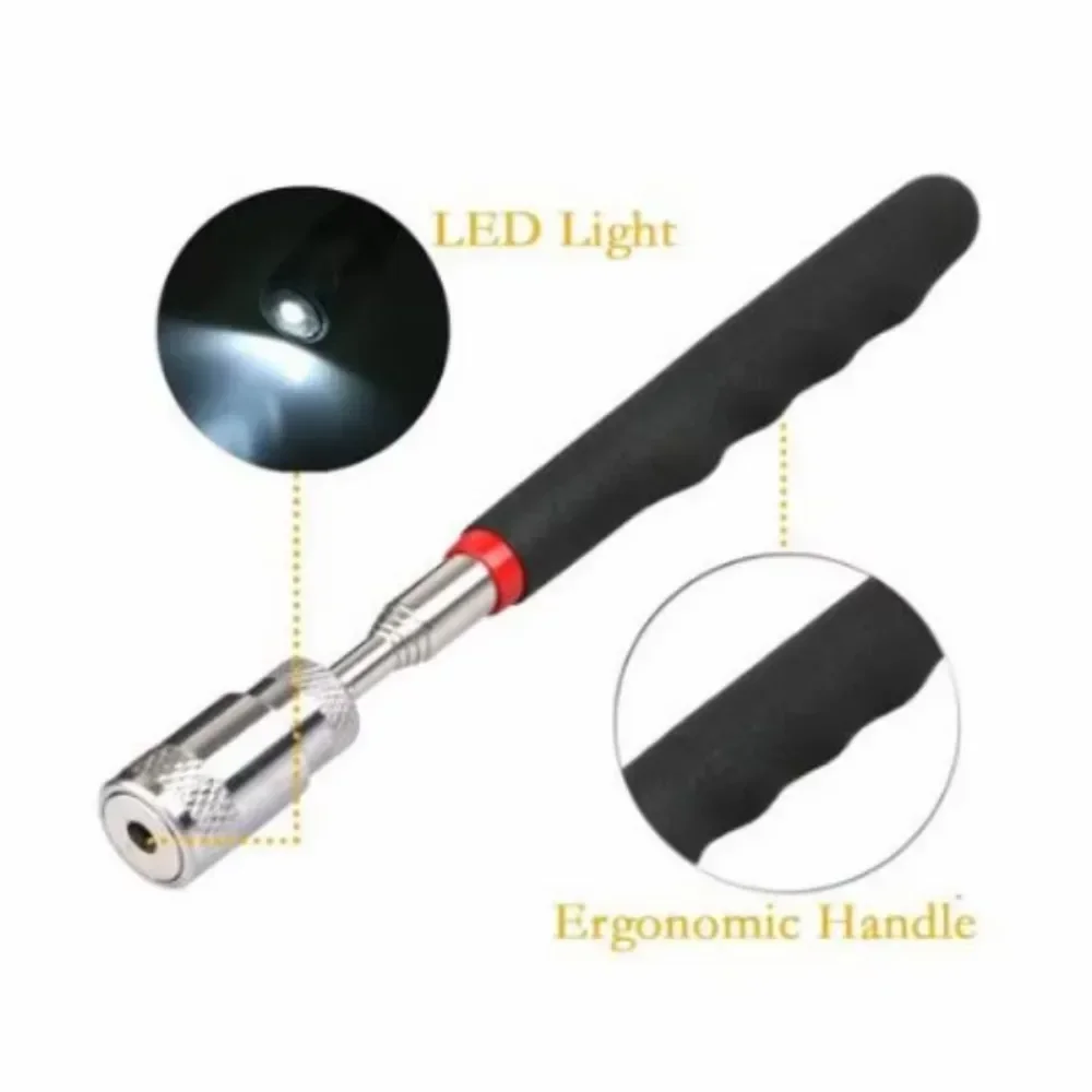 New Telescopic Adjustable Magnetic Pick-Up Tools Magnetic Telescopic Magnet Grip Long Pen Telescopic Magnet Stick with LED Light