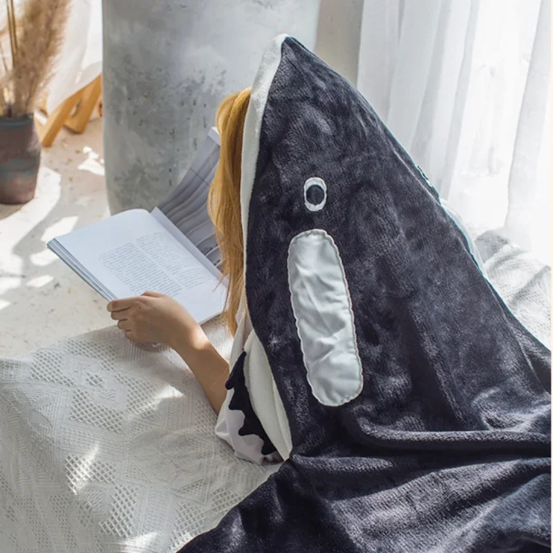 Killer Whale Blanket Plaid Cute Fuuny Women Pajamas Sleeping Bag Adult Shark Plaid Blanket Shawl Gown Comfy Bathrobe Homewear