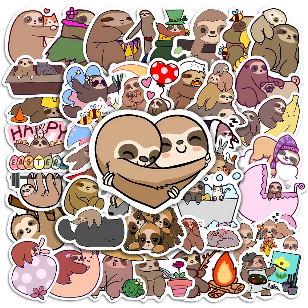 Cartoon Sloth Animal Stickers Cute DIY Kids Toys Gift Waterproof Decal for Laptop Phone Luggage Notebook Water Cup Decorative