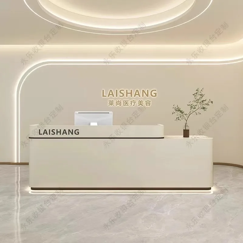 Executive Coffee Reception Desk Cashier Retail Modern Counter Reception Desk Luxury Meuble Caisse Commercial Furnitures HDH