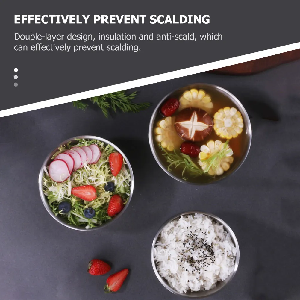 

Thickened Double Wall Stainless Steel Bowl Insulated Soup Rice Noodle Ramen Salad Home Kitchen Tableware Set