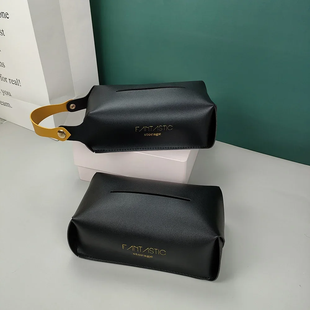 

Desktop Creative Leather TV Drawer Tray Light Luxury Wall-mounted Toilet Hand Napkin Tissue Box