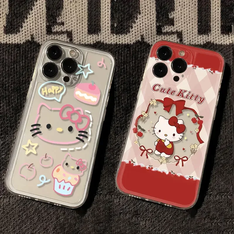 Navidad Sanrio Hello Kitty Samsung funda para teléfono móvil lindo dibujos animados Kawaii muñeco de nieve Samsung S23 funda para teléfono móvil