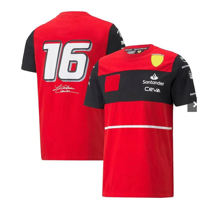 Summer new men's outdoor sports racing suit Spanish racing driver F1 T-shirt hot selling red # 55 short sleeved # 16 shirt top