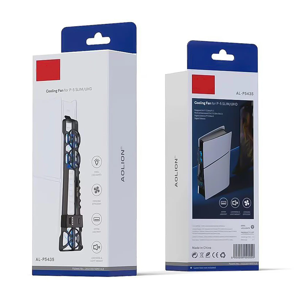 مروحة تبريد للقرص النحيف PS5 ، الإصدار الرقمي ، نظام تبريد فعال مع ضوء LED ، مروحة تبريد للألعاب
