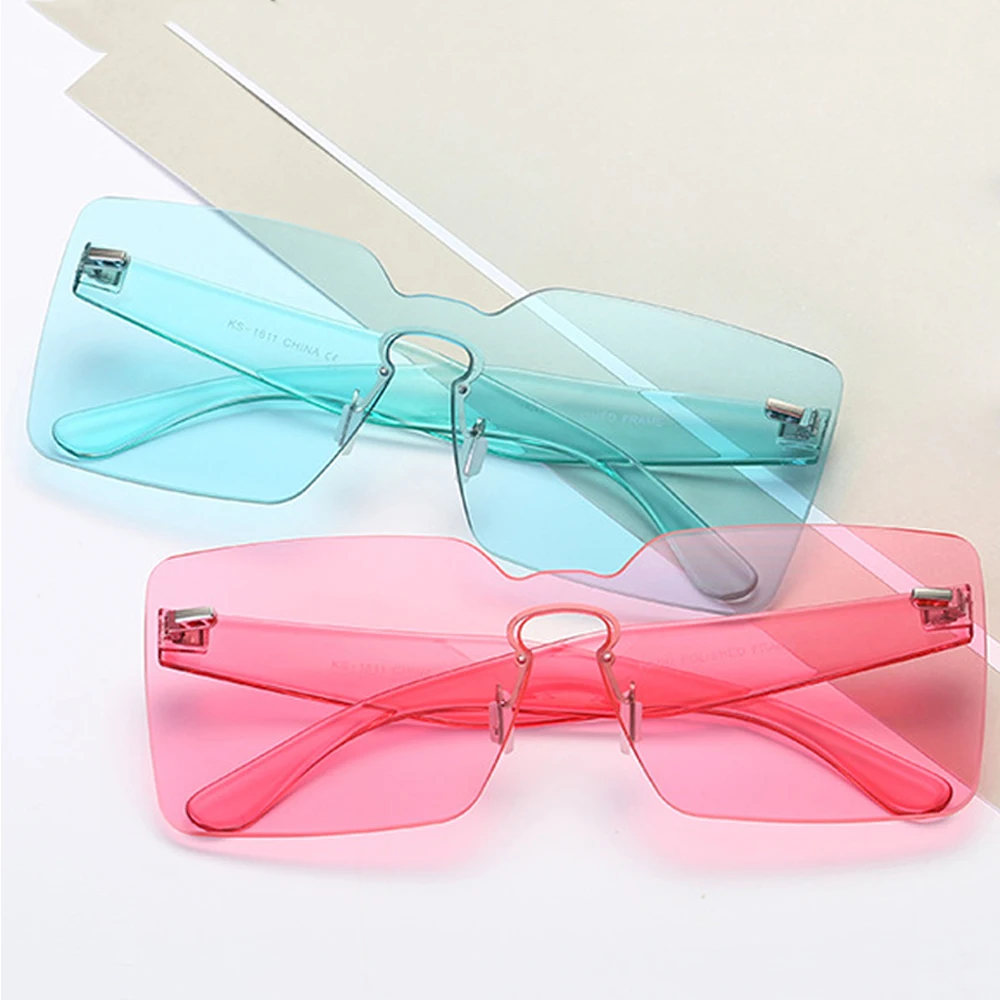 

FOENIXSONG Fashion Sunglasses for Women Men Square Rimless Eyewear Female Male Sun Glasses UV400 Sunglass