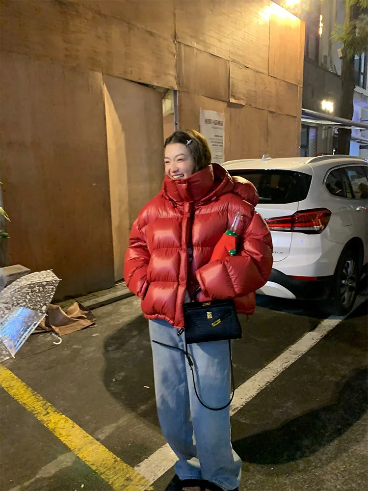 

Женское зимнее пальто с капюшоном Red ort Puffer Jaet, корейское пальто с капюшоном, облегающее белое пальто Du down 2024, новый дизайн