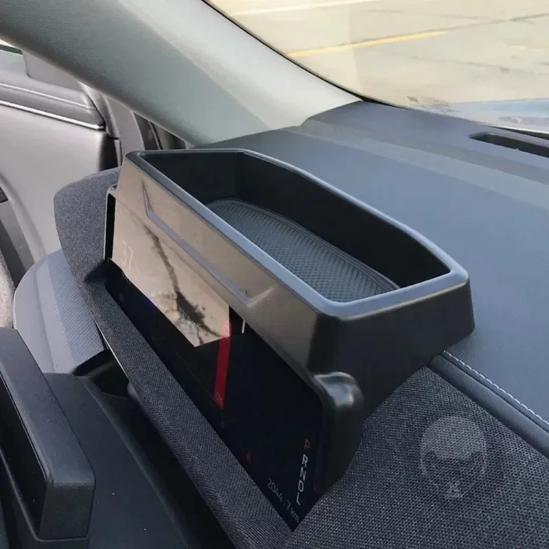 Caja de Almacenamiento para Instrumentos para Ford Mustang Mach-E, Caja de Almacenamiento Trasera de la Pantalla, Caja para Gafas de Sol, Caja para Pañuelos, Almohadilla de Silicona Antideslizante, Accesorio