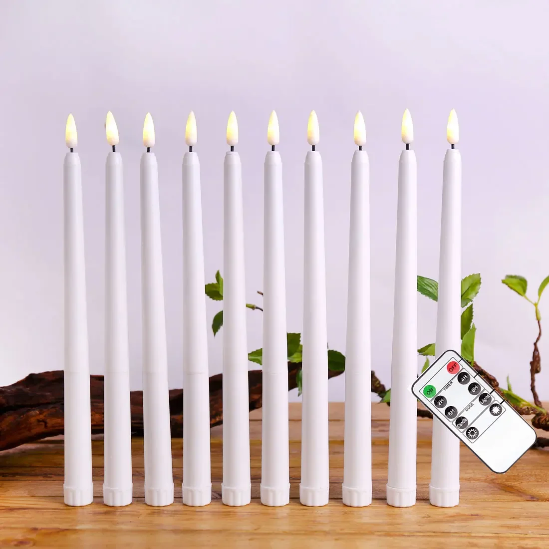 50pcs Flameless Realistic Holiday Decorative Conical Candle Black and White Body Electronic False Pillar Candle