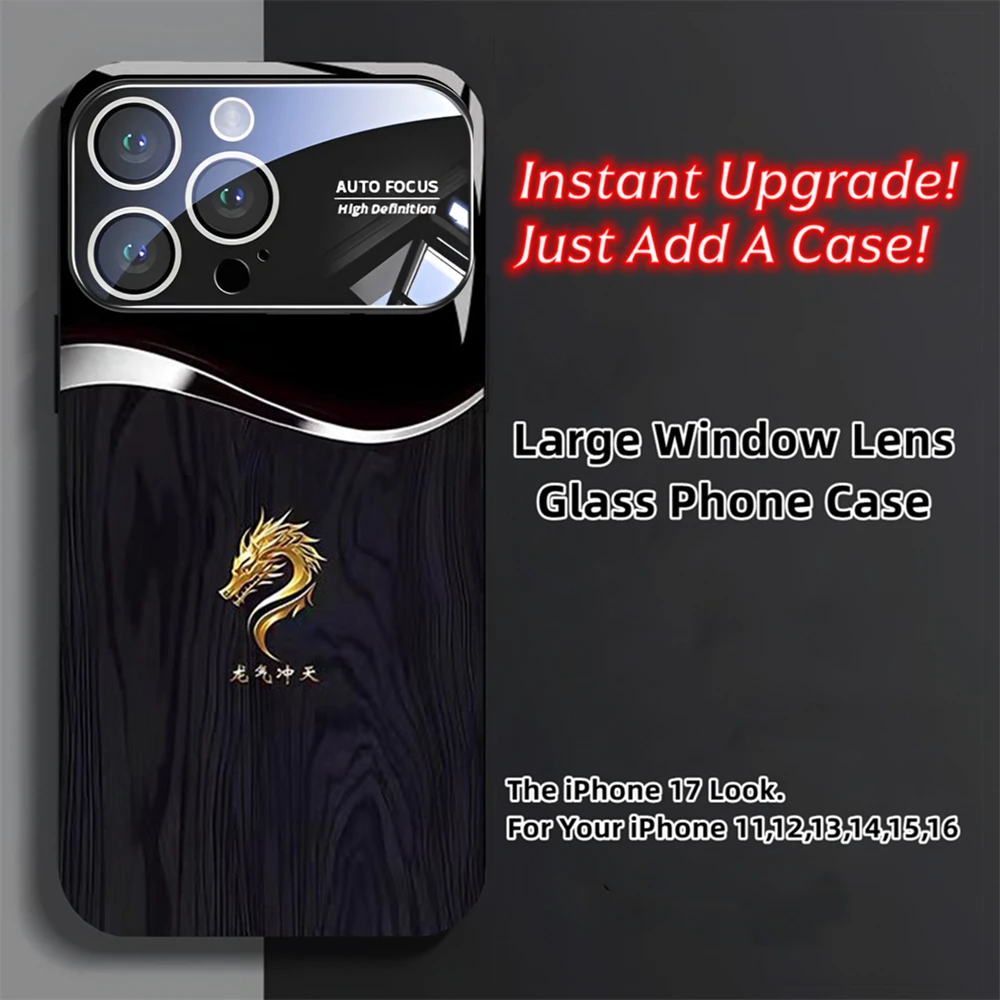 2026 الفاخرة الطباعة نافذة الكاميرا الضخمة الزجاج المقسى جراب هاتف الغطاء الخلفي آيفون الهواء 17 16 15 14 13 12 11 برو ماكس