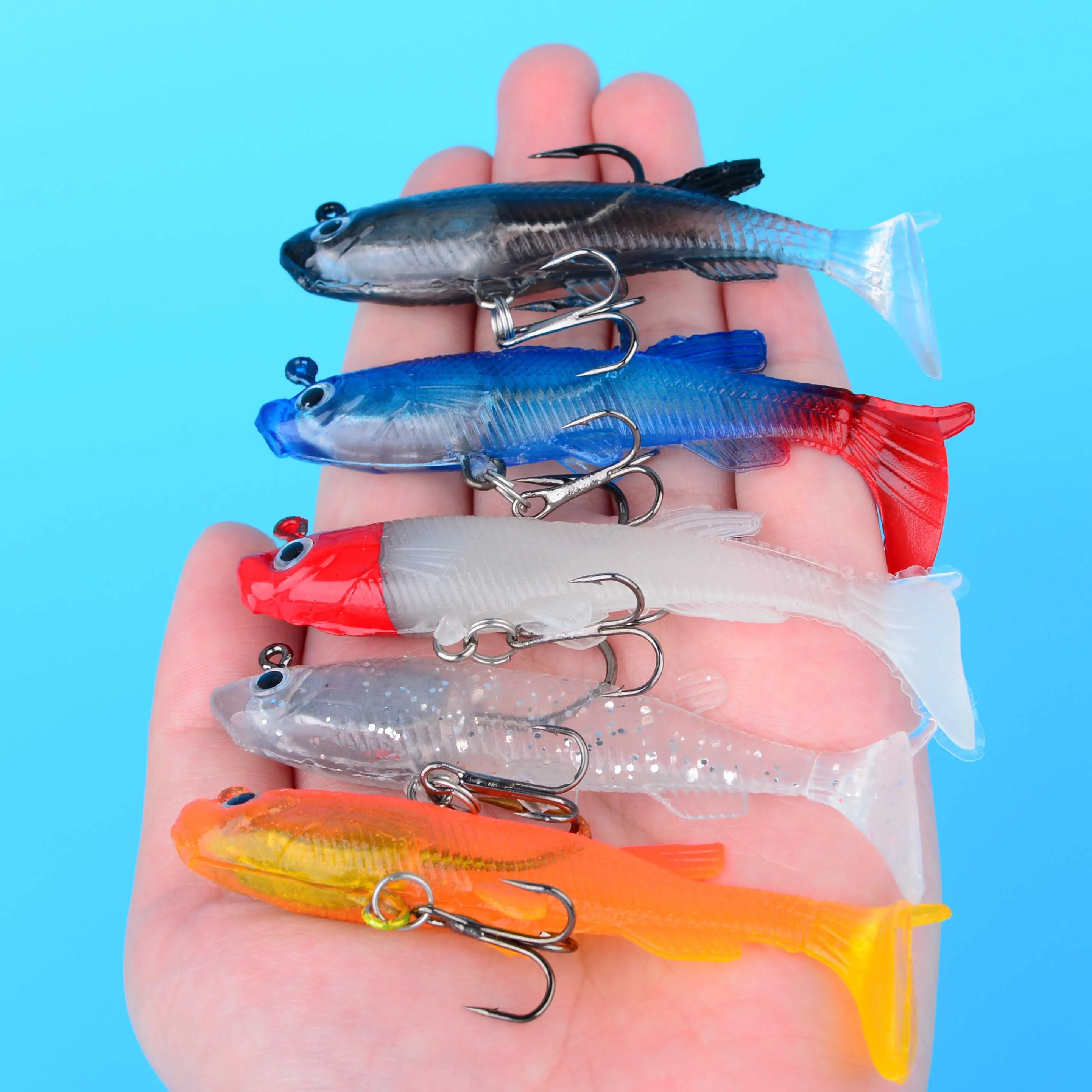 طقم طُعم صيد ناعم مكون من 11 قطعة مع خطاف ثلاثي مثالي لصيد الأسماك في المياه المالحة والمياه العذبة #6