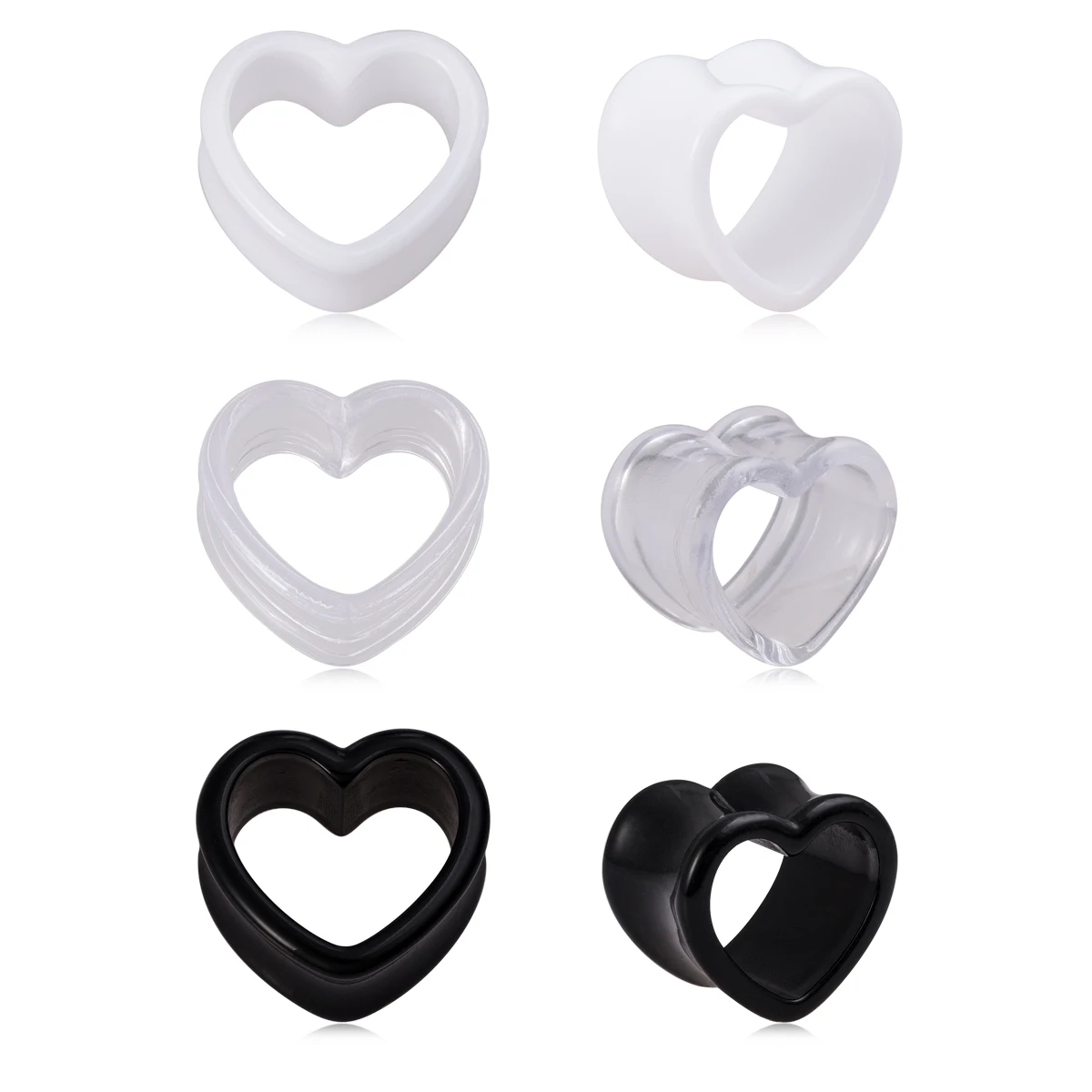 3 Pairs Heart Ear Gauges Stretcher Expander Piercing Jewelry Acrylic Ear Plugs Tunnels Stretching Earrings Body Jewelry