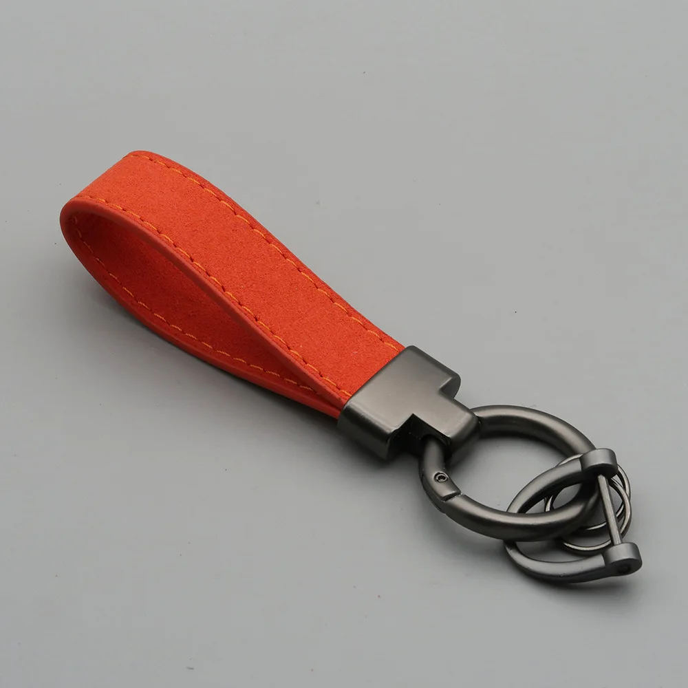 Laser Custom Logo Keyring Box Set Gift Personalized Name Number T Buckle Suede Leather Keychain Bag Car Key Chain Men’s Women‘s