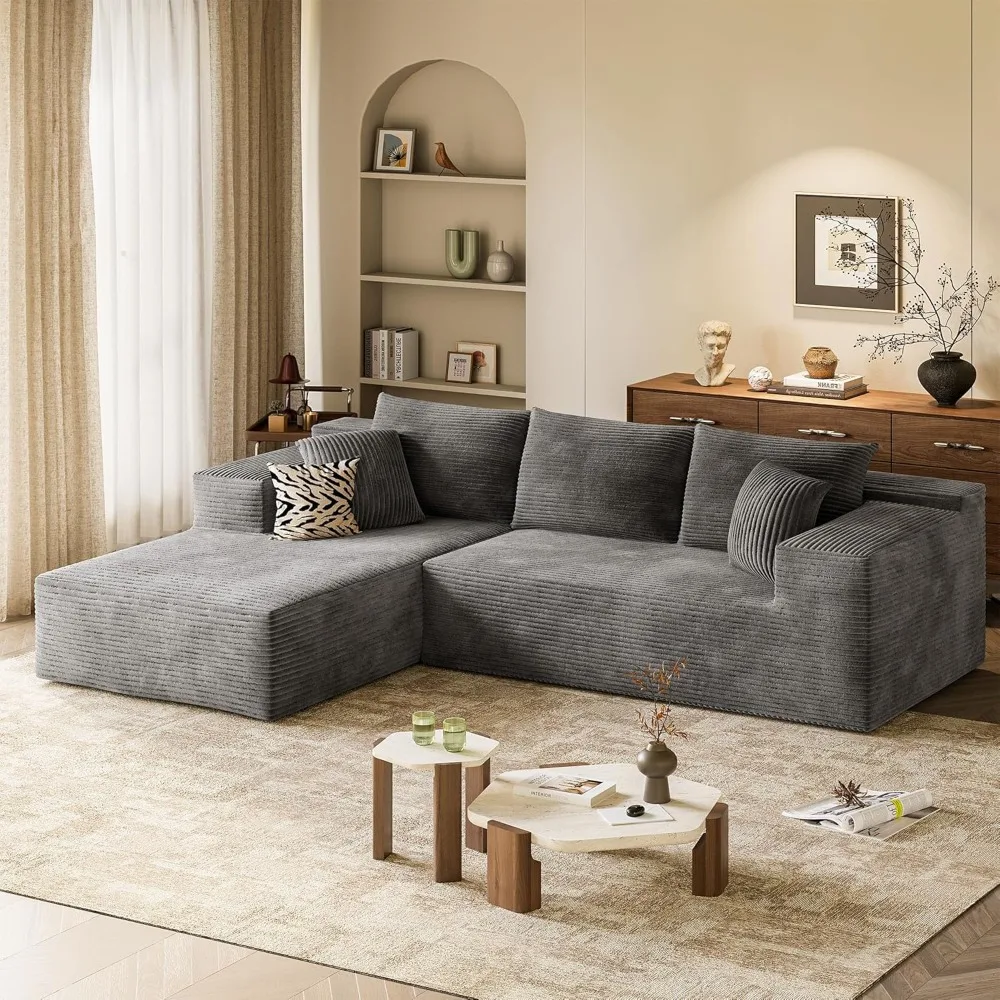

108” Cloud Sectional Couches, Boneless Couch Modular L-Shaped Sofa with Deep Seat, Modern Comfort Upholstered Sofas