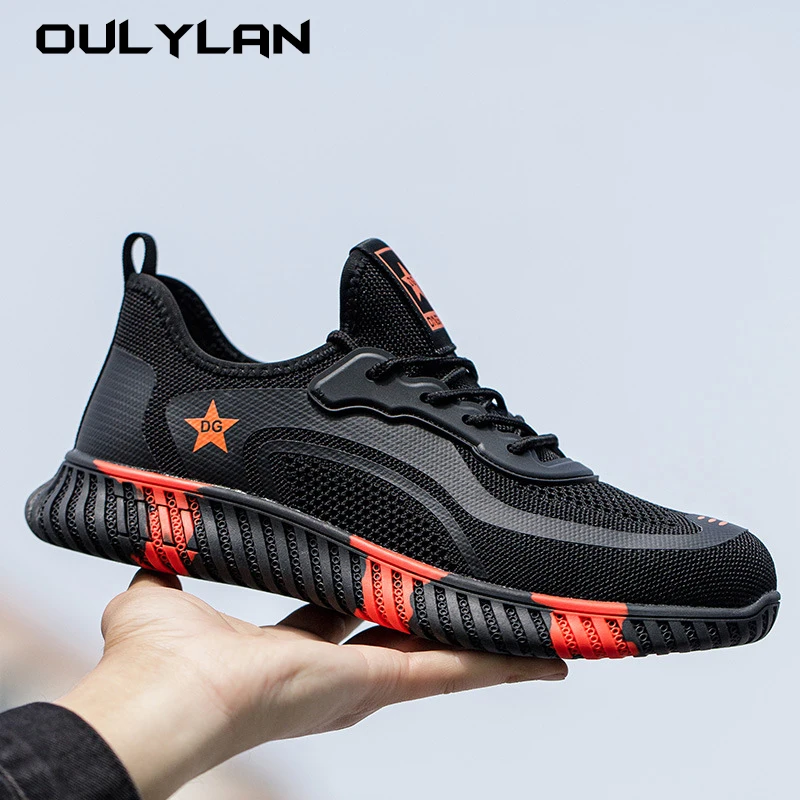 Puncture-Proof Protective Shoes for Men Work Safety Shoes Fashion Sports Breathable Sneakers Anti-smash Steel Toe Running Shoes