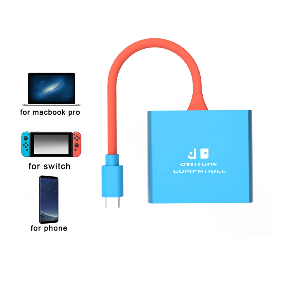 محطة إرساء للتبديل ، محور من النوع C ، متوافق مع HDMI ، مثالية للسفر والألعاب ، جودة عالية