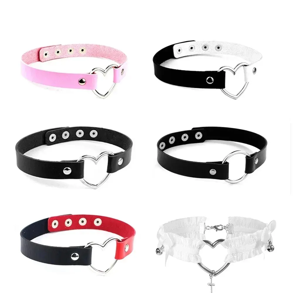 New PU Leather Heart Choker Necklace Women Girl Chock Necklaces Punk Statement Jewelry Collier Wedding Jewelry Gift