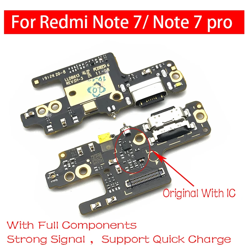 

10Pcs，100% Original USB Charging Port Board Flex Cable Connector Parts For Xiaomi Redmi Note 7 / Note 7 Pro Microphone Module