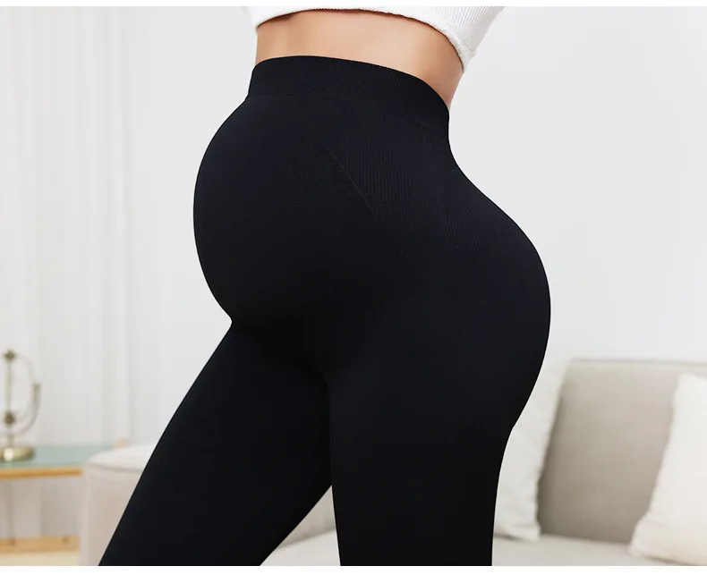 Neue Nahtlose Gestrickte Yoga Hosen Hohe Taille Schwangerschaft Leggings Mutterschaft Kleidung für Schwangere Frauen Bauch Unterstützung Körper Lange Hosen – Detail 6