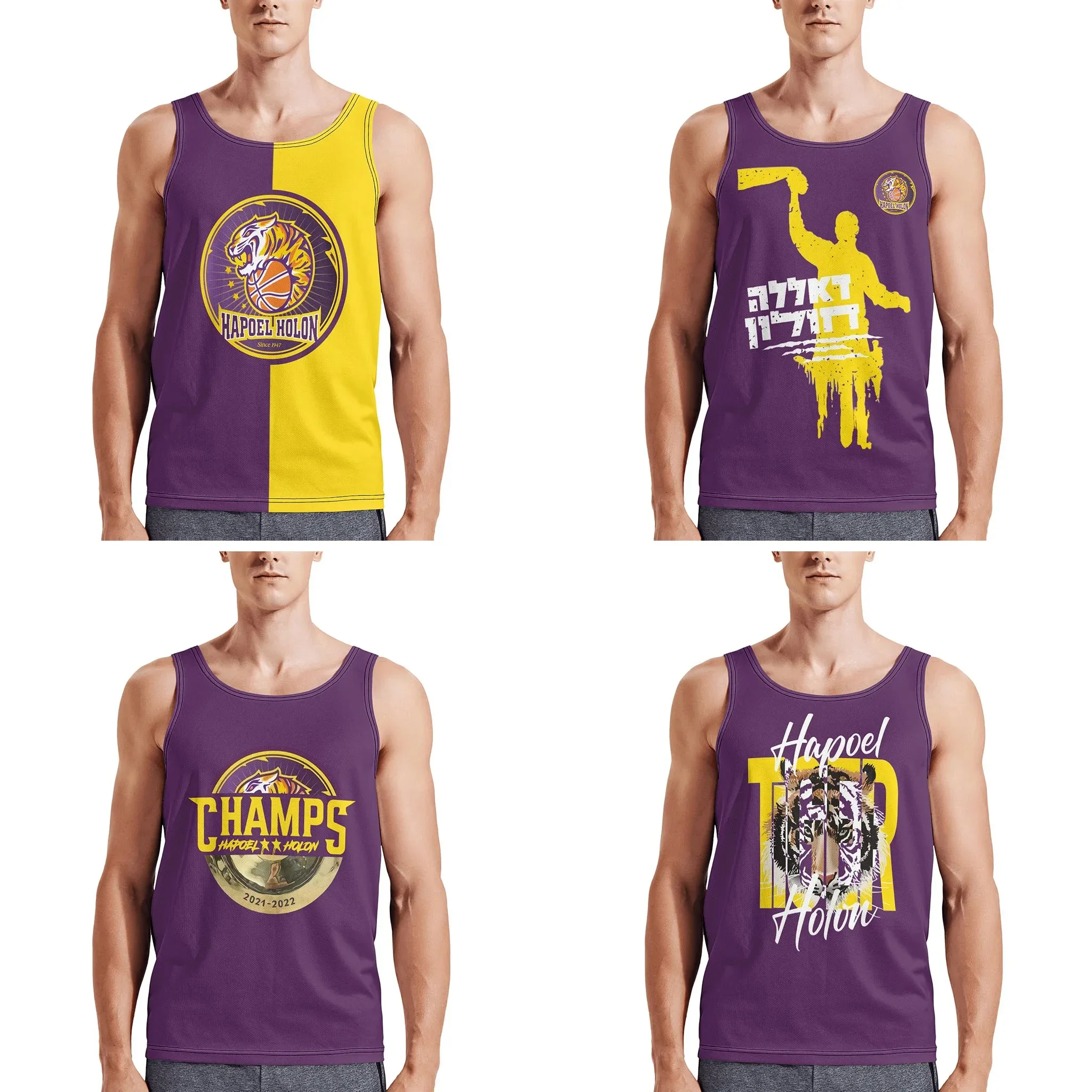 

Hapoel Holon Basketball Athletic Men's Hd Print Cotton Tank Top Muscle Tee Sleeveless T-Shirt Tagless Tank Undershirt