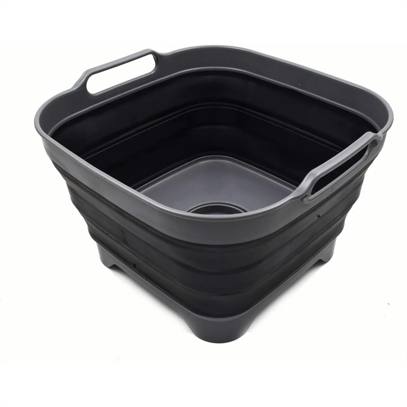 

Collapsible Dishpan with Draining Plug, Foldable Washing Basin, Portable Dish Tub for Camping, Space Saving Kitchen Storage