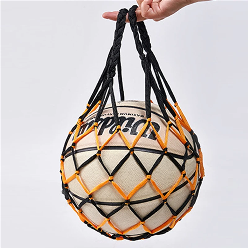 Bolsa de transporte para baloncesto, bolsa de almacenamiento de retícula de malla de nailon para deportes al aire libre, de fútbol juvenil autoentrenador, bolsillo de red para patadas