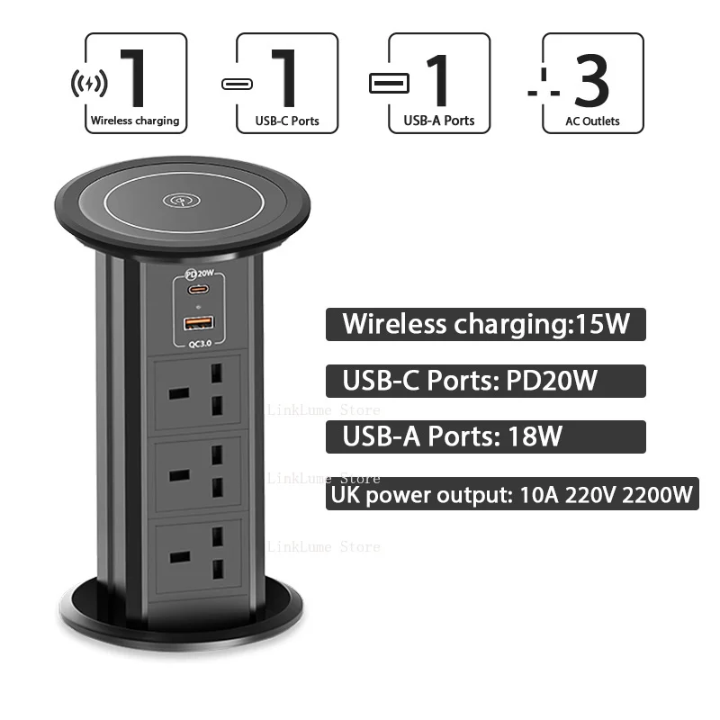 Pop-up  Desktop  Kitchen smart plug wifi with USB and wireless  Desktop
