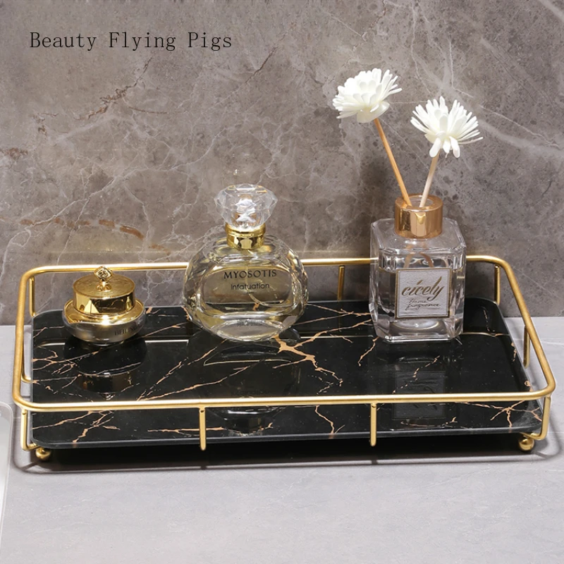 European style minimalist ceramic tray, hotel bathroom countertop storage rack, aromatherapy storage tray  Desktop storage