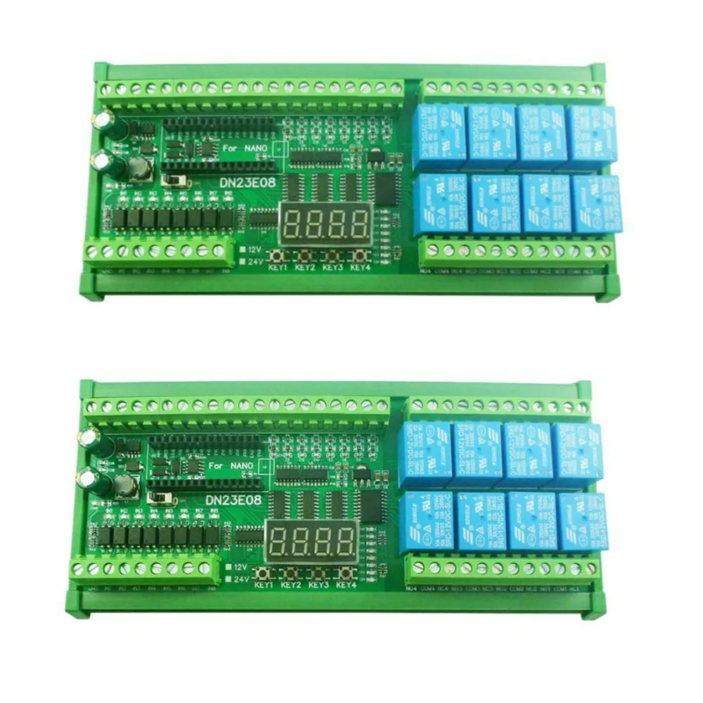 

2PCS DN23E08 Controller RS485 Relay PLC IO Expanding Board Code for Arduino NANO Dimmer Switch Smart Home Automation Module